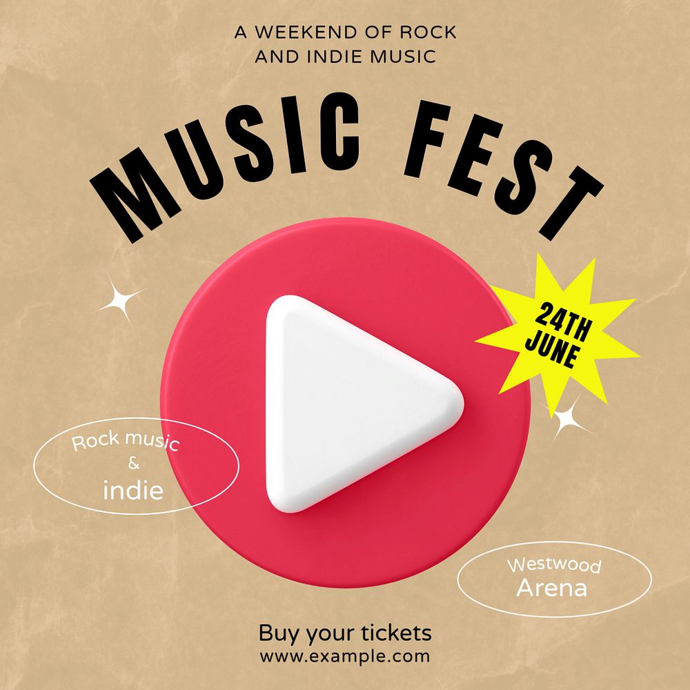 Music fest Facebook post template, editable design