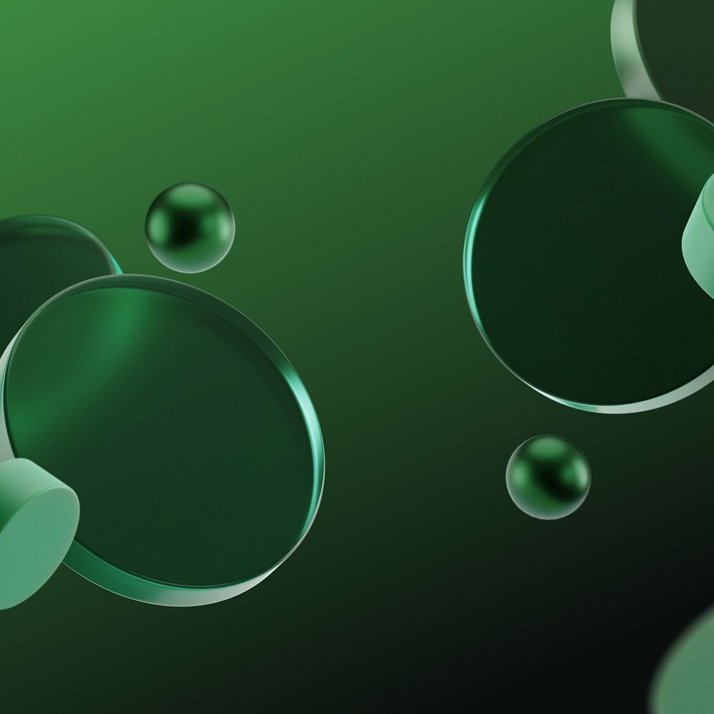 3D geometric green background, editable round shape design