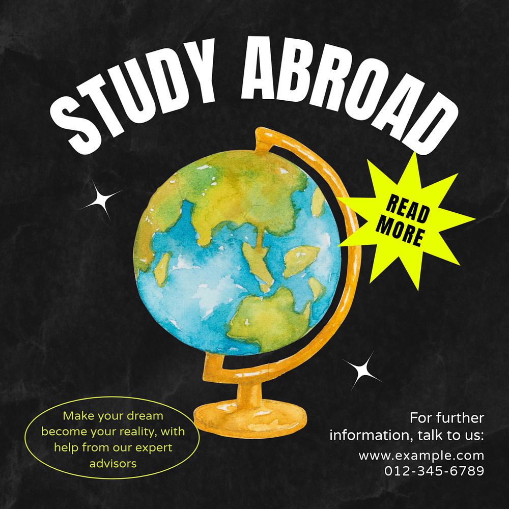 Study abroad Facebook post template, editable design