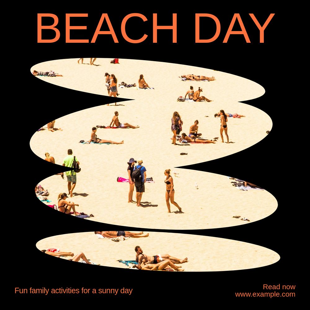 Beach day Instagram post template, editable text