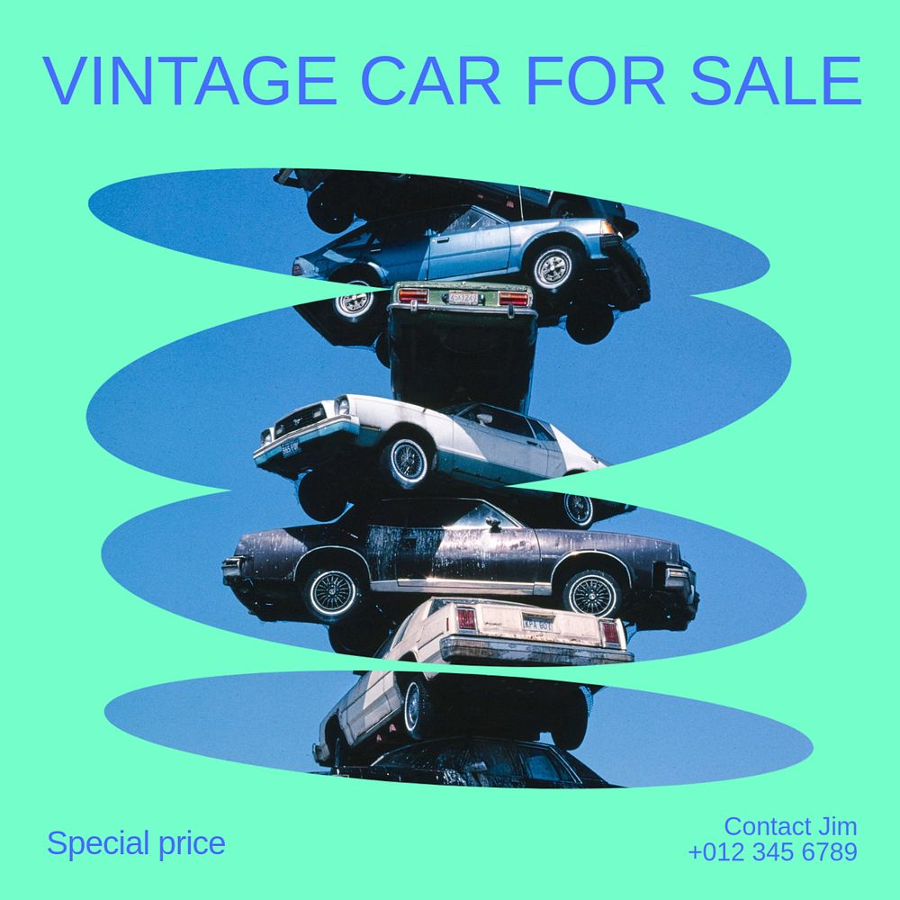 Vintage car Instagram post template, editable text