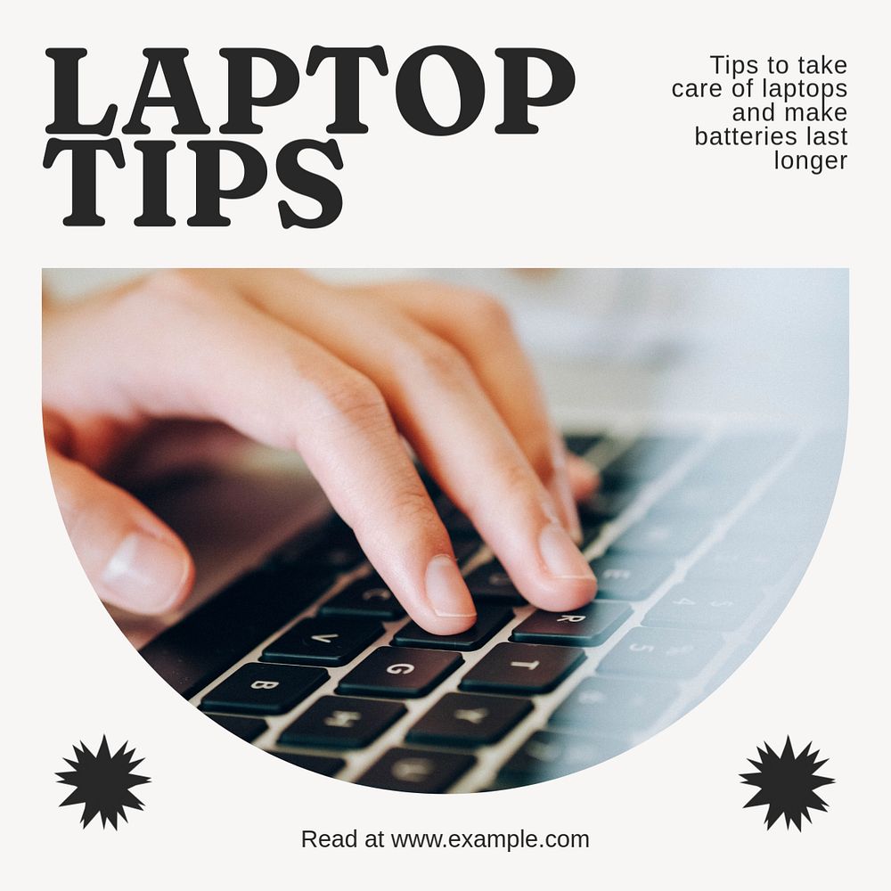 Laptop tips Instagram post template, editable text