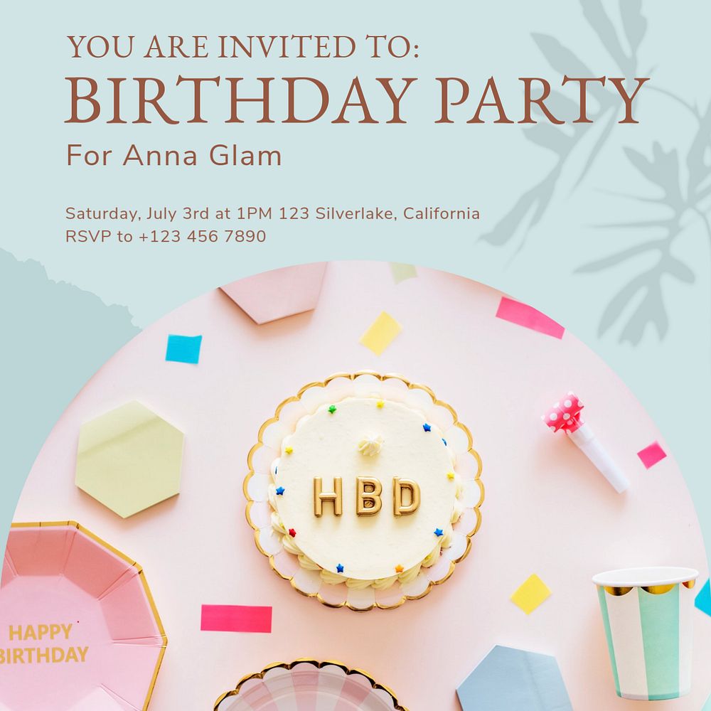 Birthday party Instagram post template, editable social media design