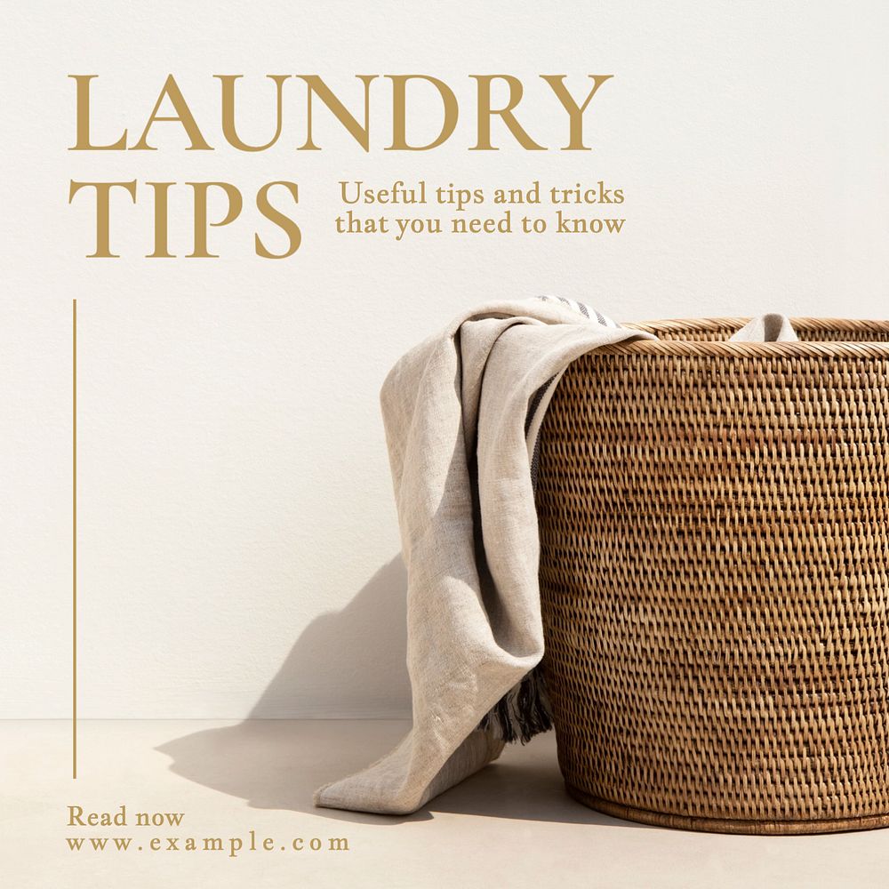 Laundry tips Instagram post template, editable text