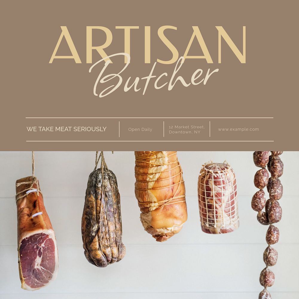 Artisan butcher Instagram post template, editable social media design