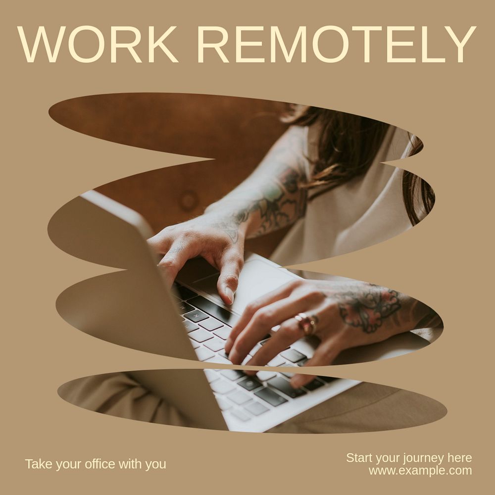 Remote working Instagram post template, editable text