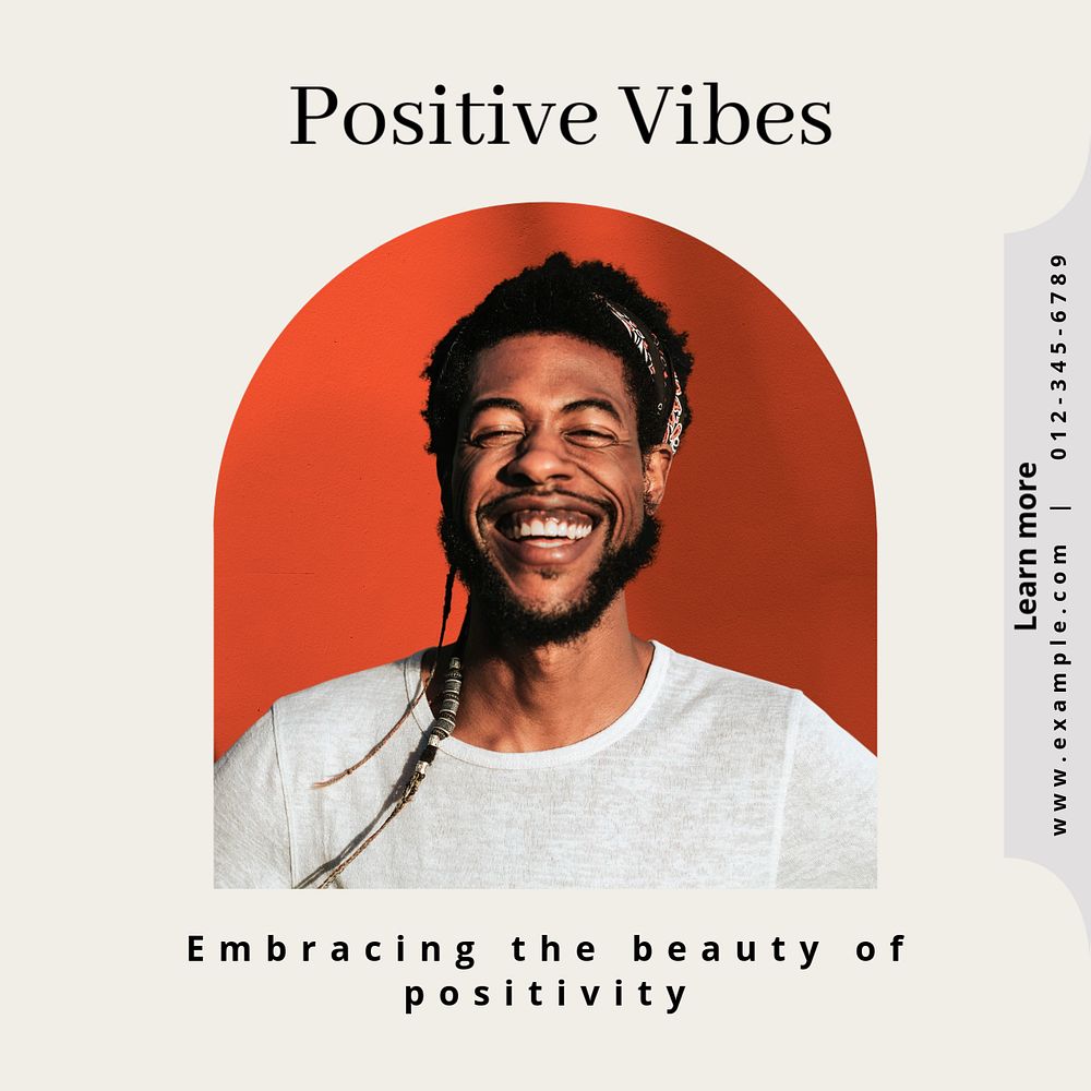 Positive vibes Instagram post template, editable social media ad