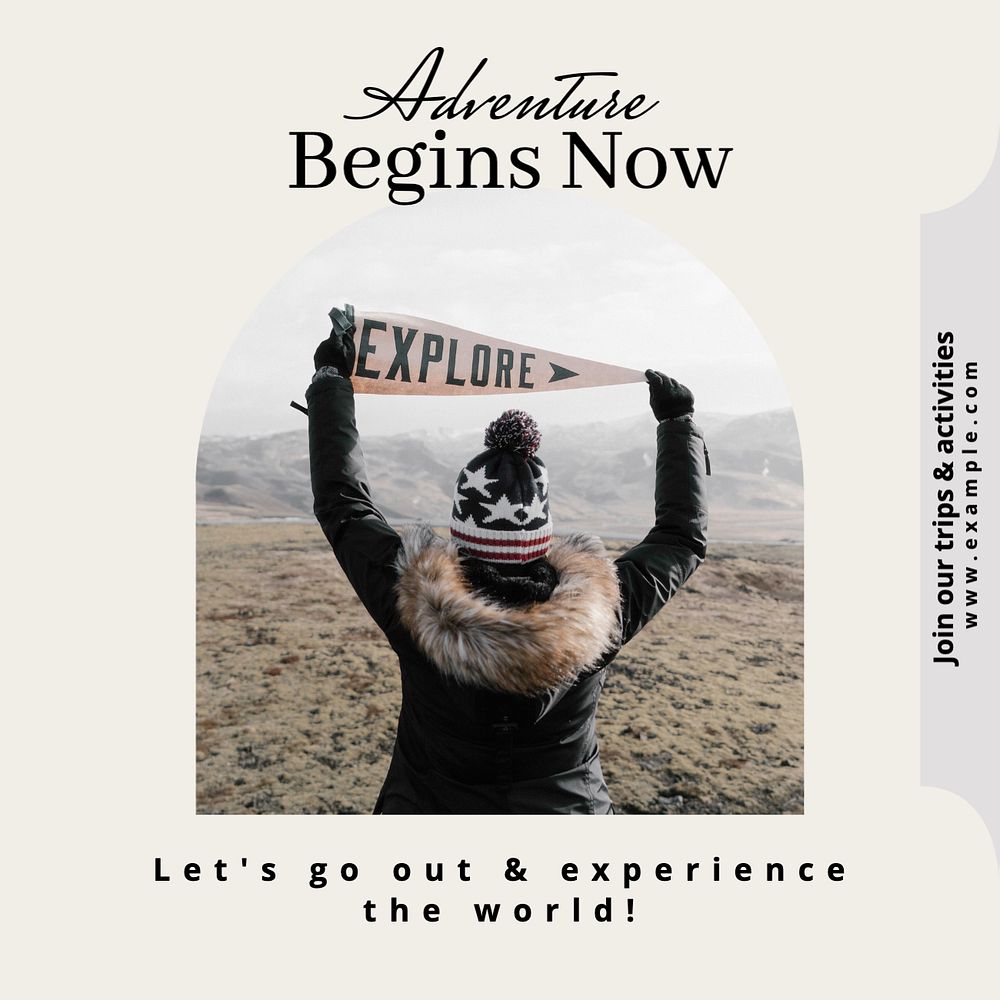 Adventure & travel Instagram post template, editable text