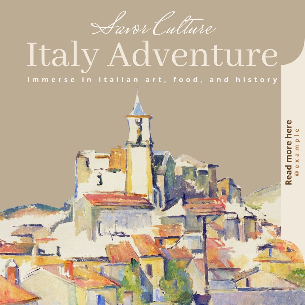 Italy adventure Instagram post template, editable text