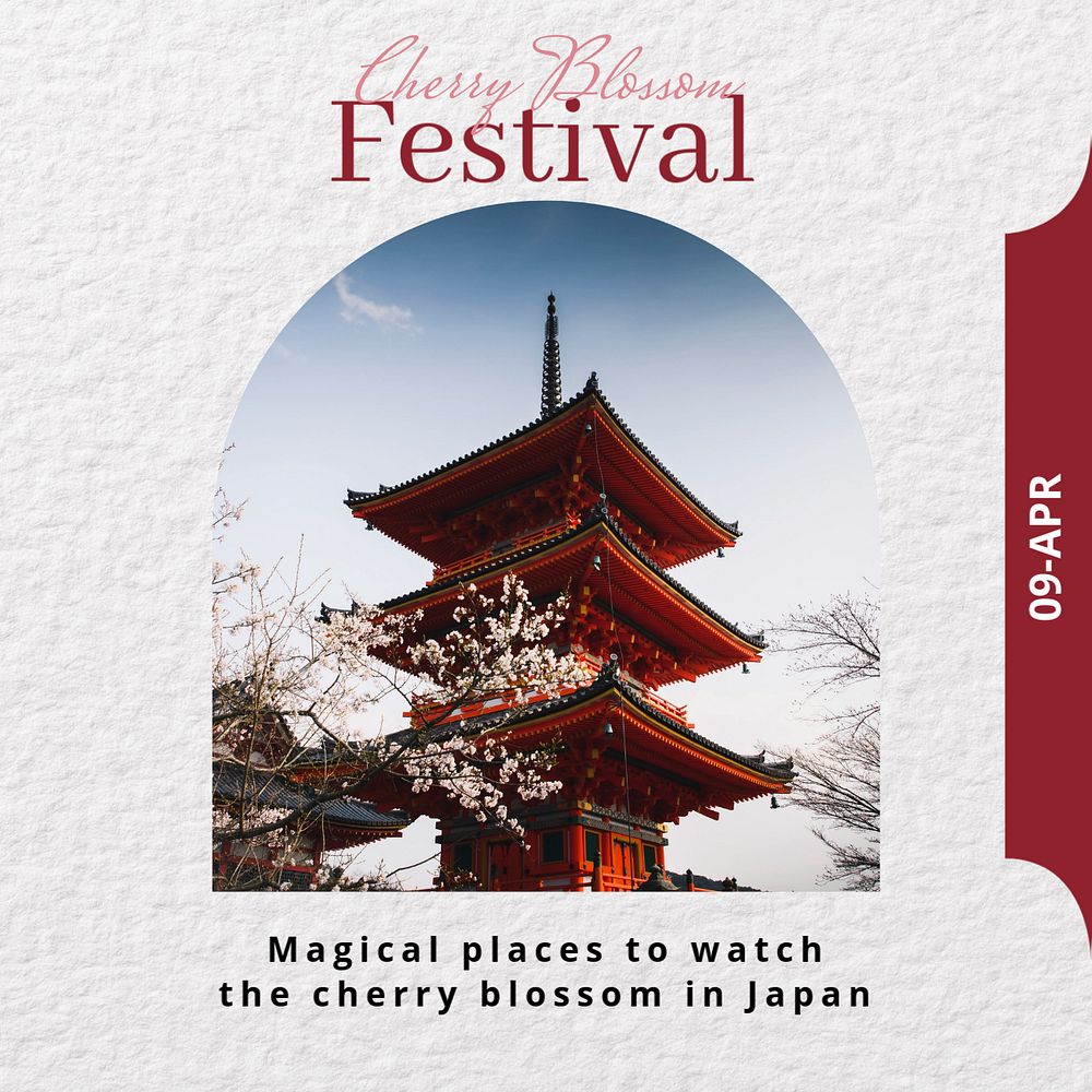 Cherry blossom festival Instagram post template, editable text