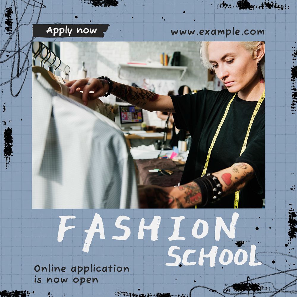 Fashion school Instagram post template, editable text