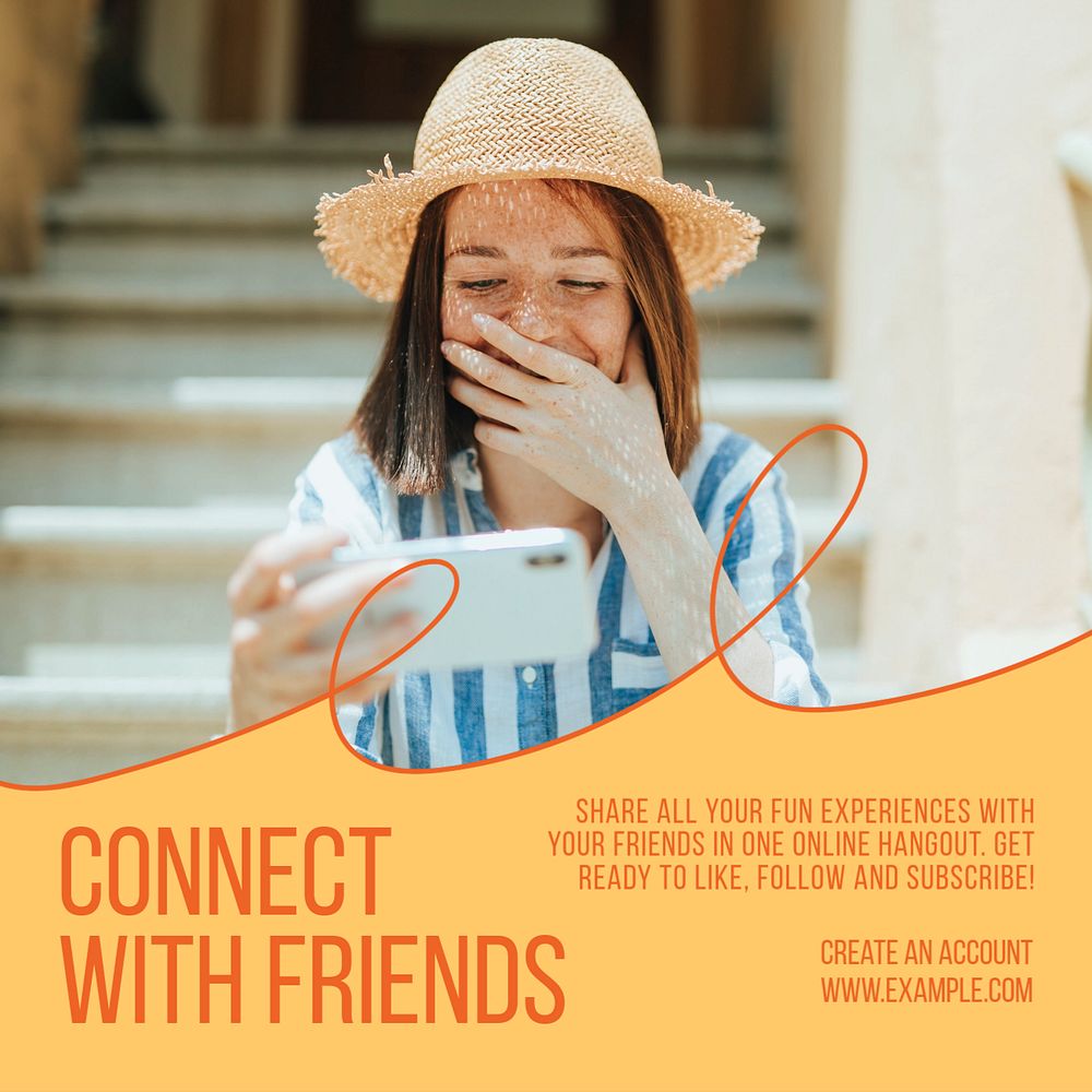 Connect with friends Instagram post template, editable text