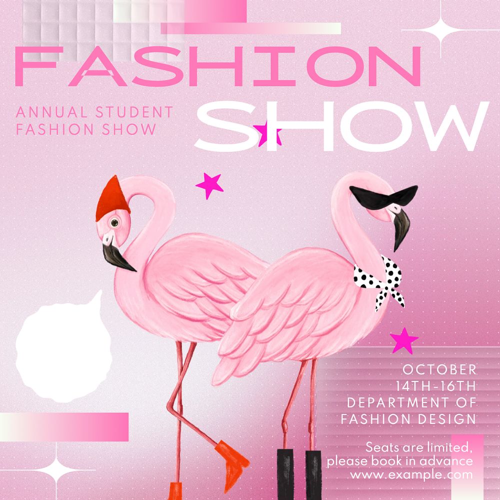 Fashion show Instagram post template, editable text