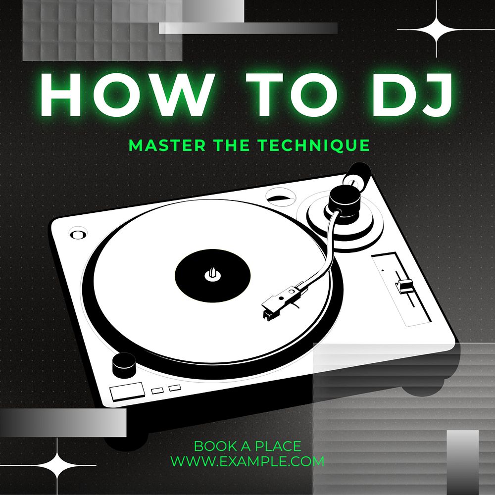 DJ masterclass Instagram post template, editable text