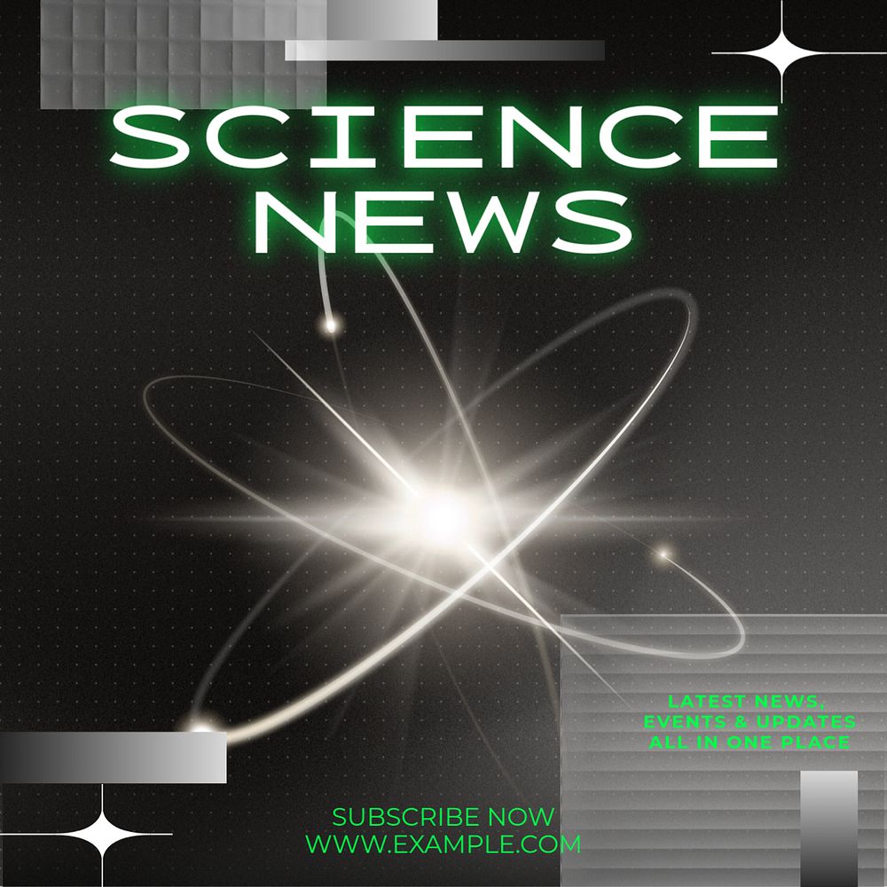 Science news social post template, editable design for Instagram