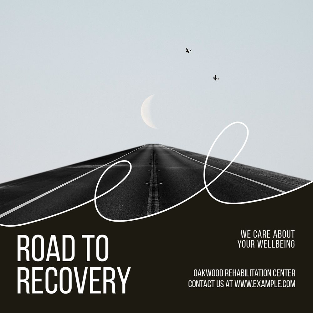 Road to recovery Instagram post template, editable text