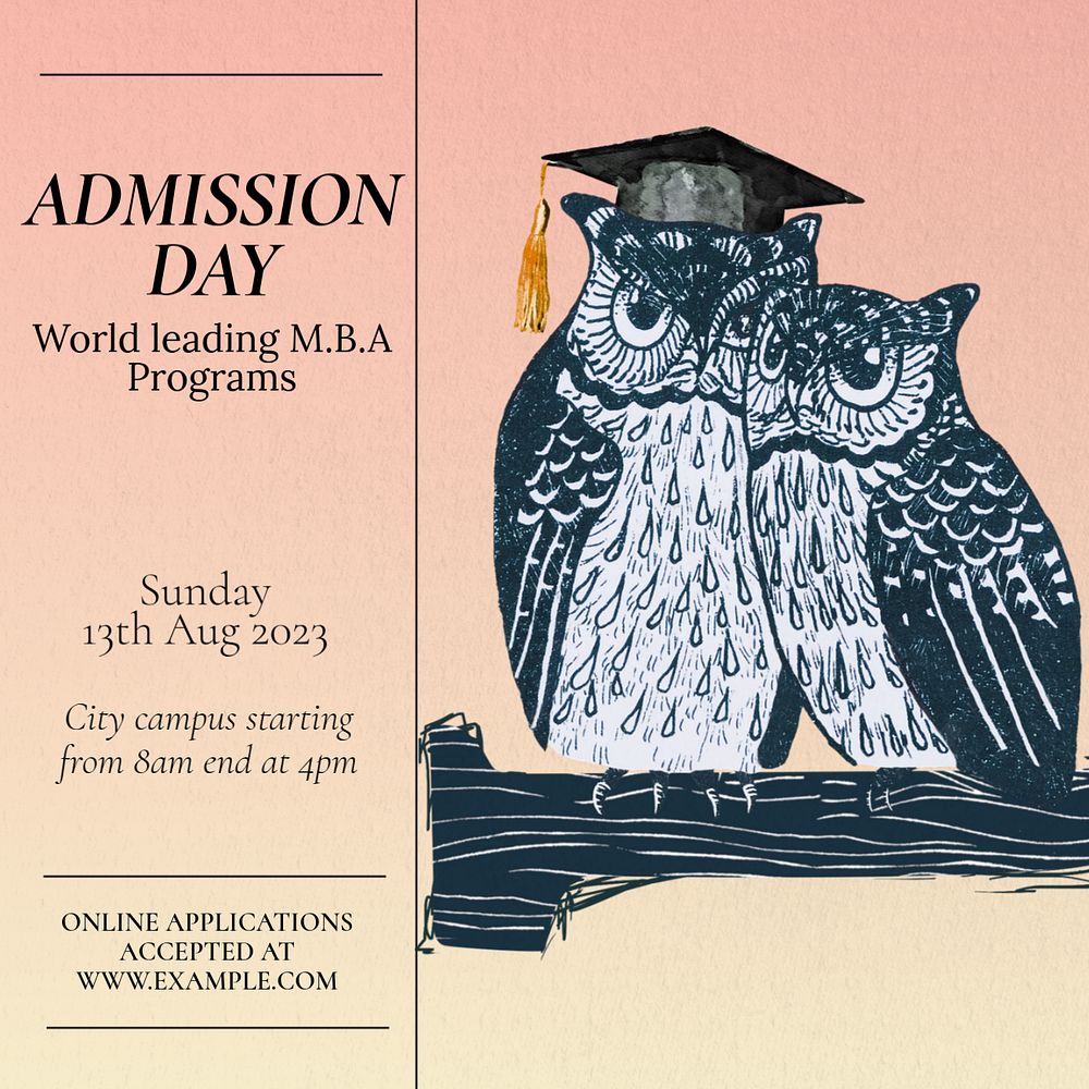 Admission day Instagram post template, editable text