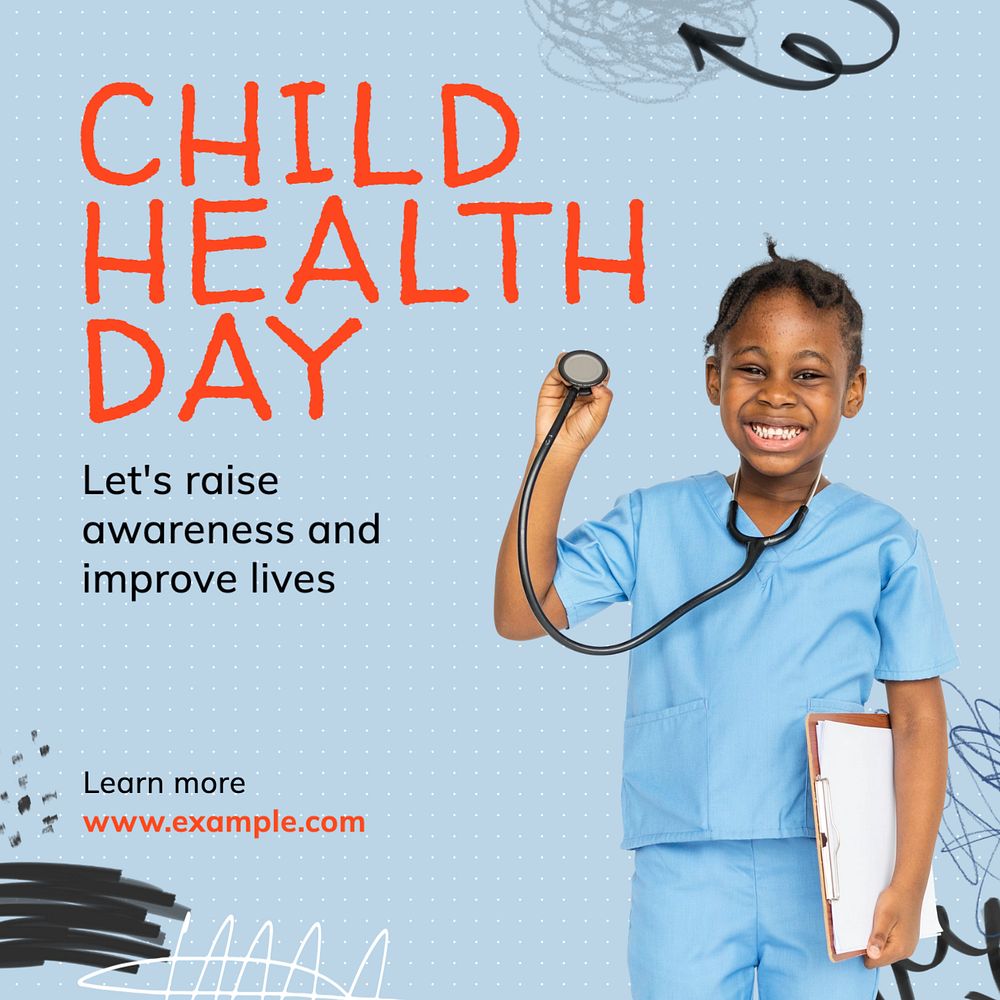 Child health day Instagram post template, editable text