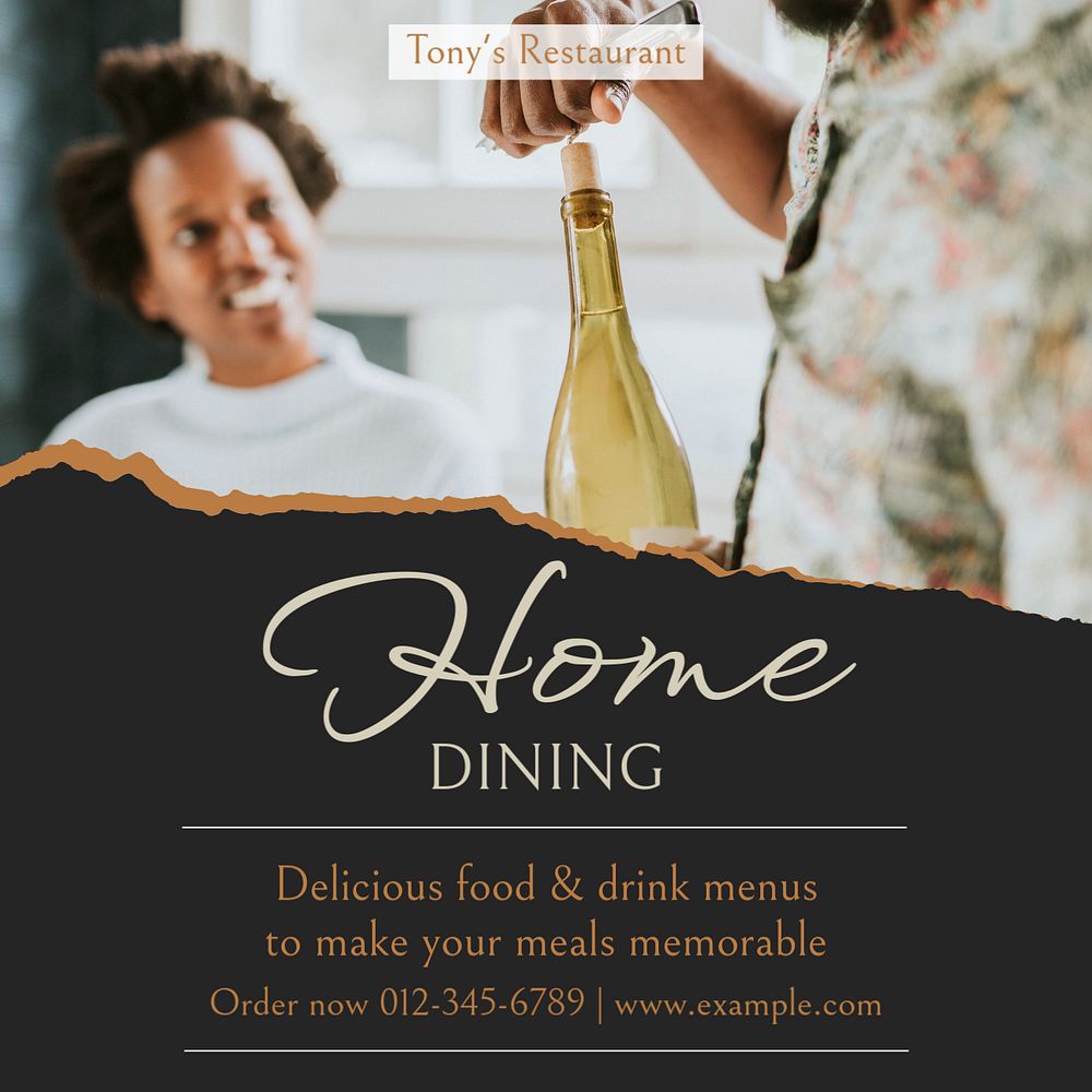 Home dining Instagram post template, editable social media design