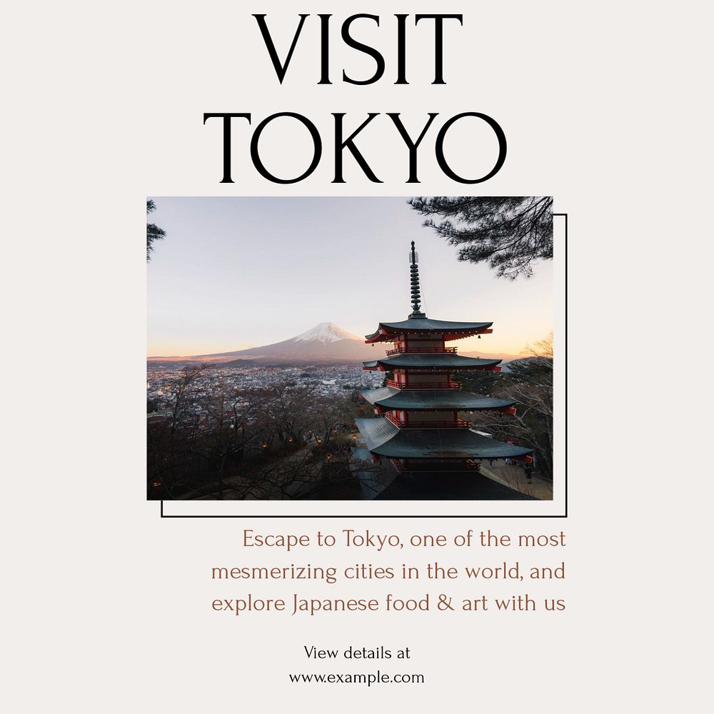 Visit Tokyo Instagram post template, editable social media design