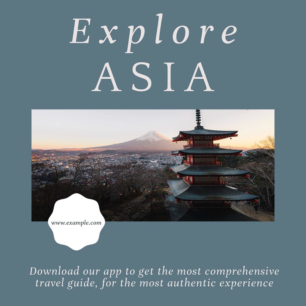 Explore asia app Instagram post template, editable social media design