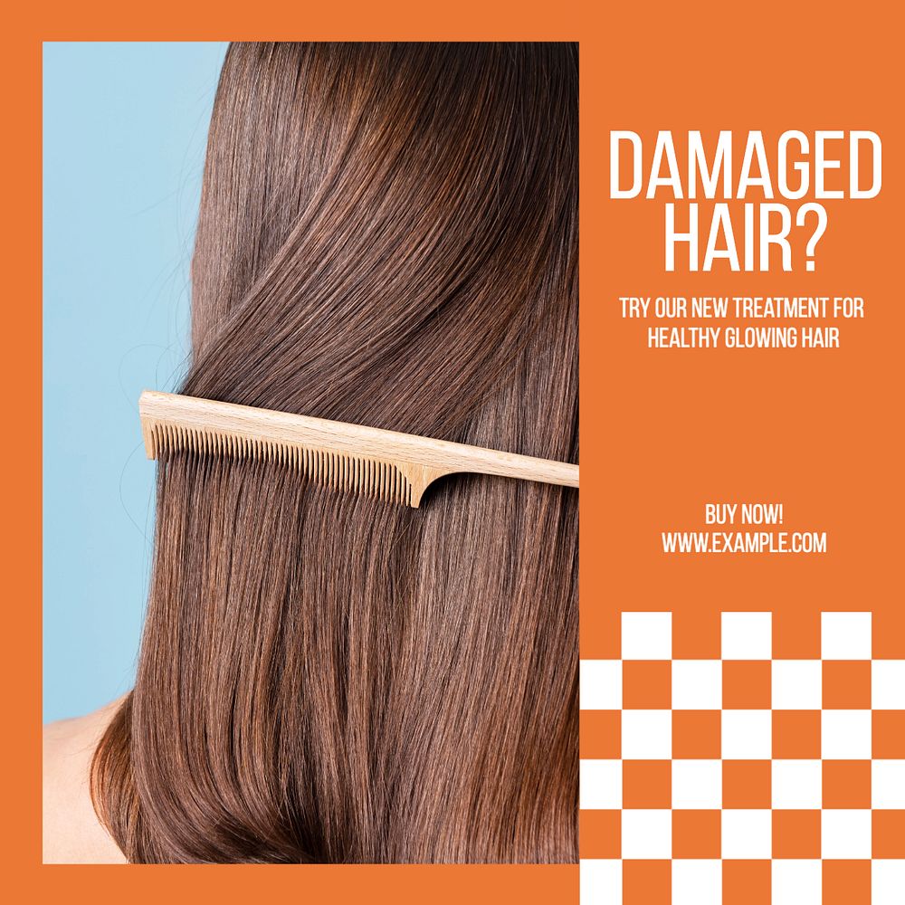 Damaged hair Instagram post template, editable text