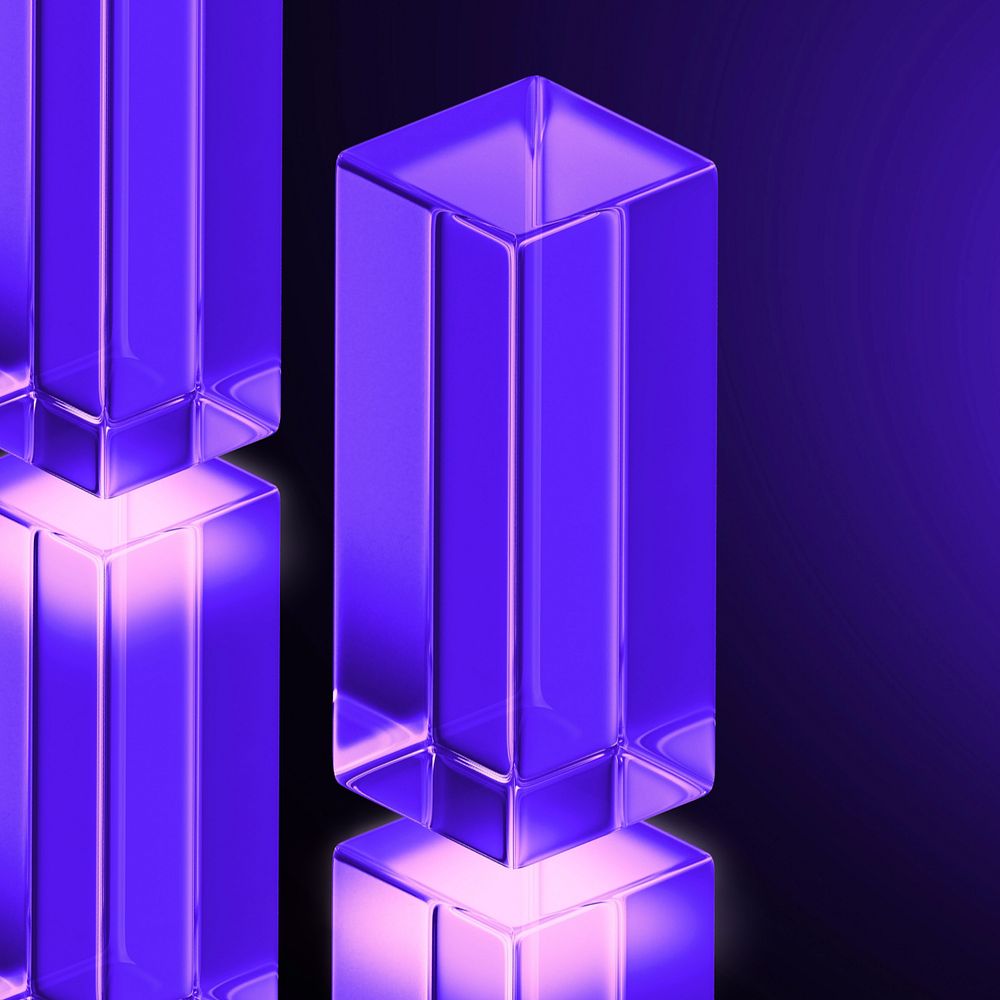 Purple glass pillar, editable 3D geometric shape