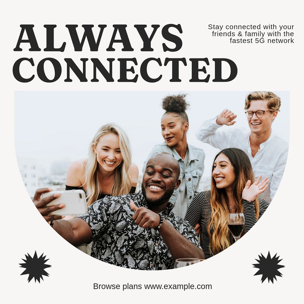 Always connected Instagram post template, editable design