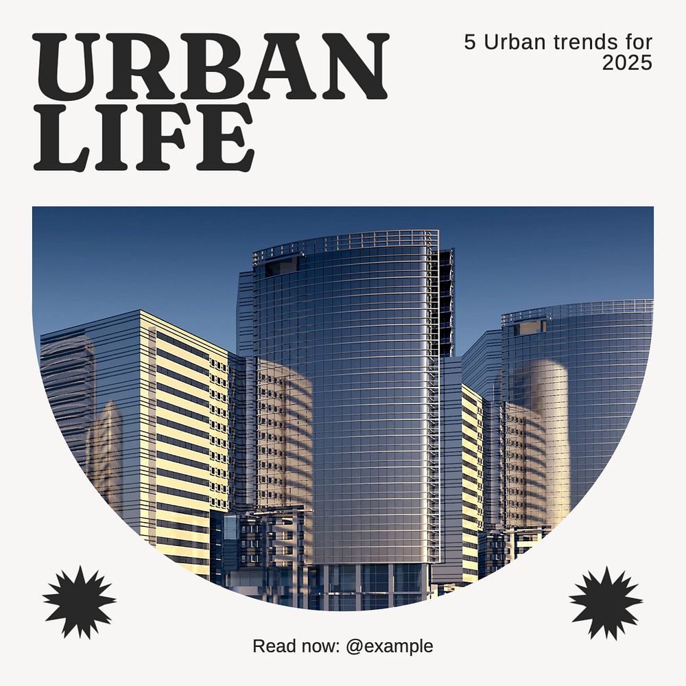 Urban life Instagram post template, editable text