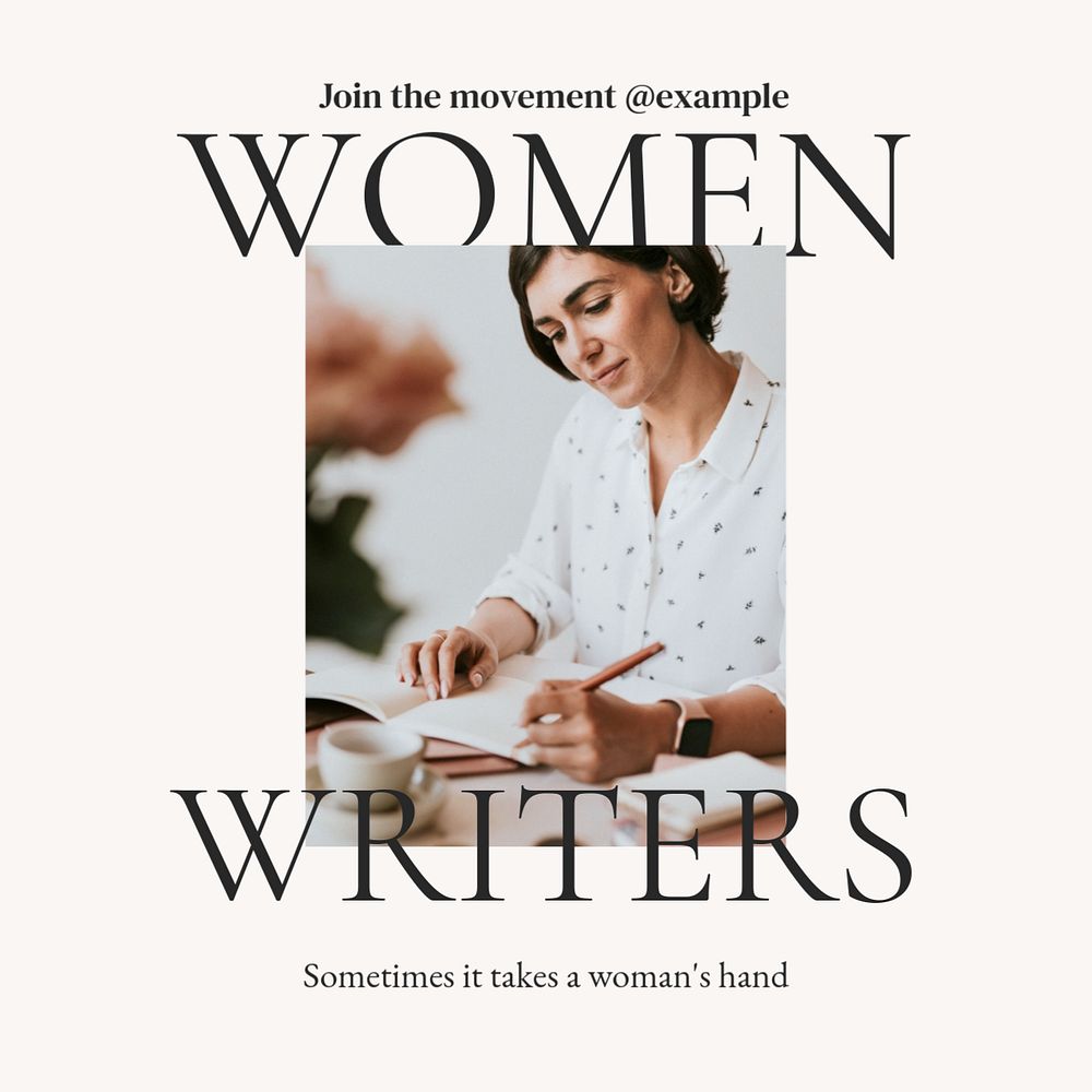 Women writers Instagram post template, editable text