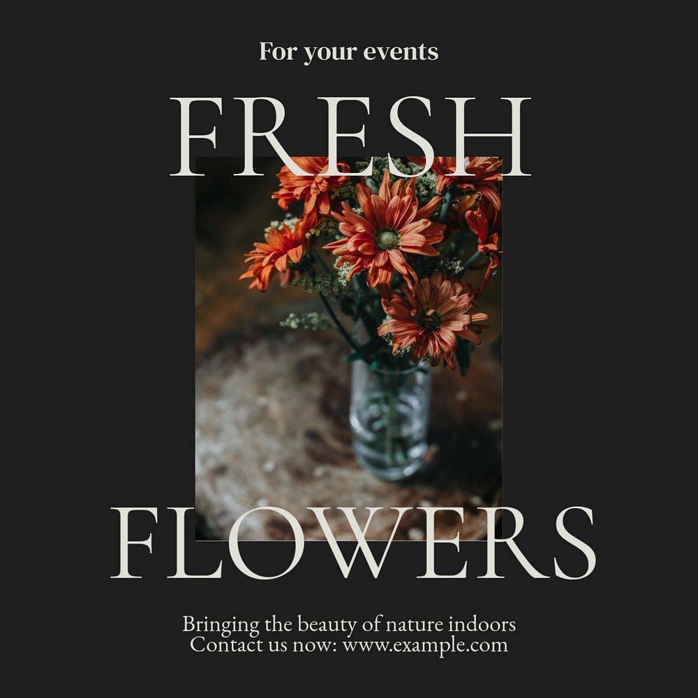 Fresh flowers Instagram post template, editable design