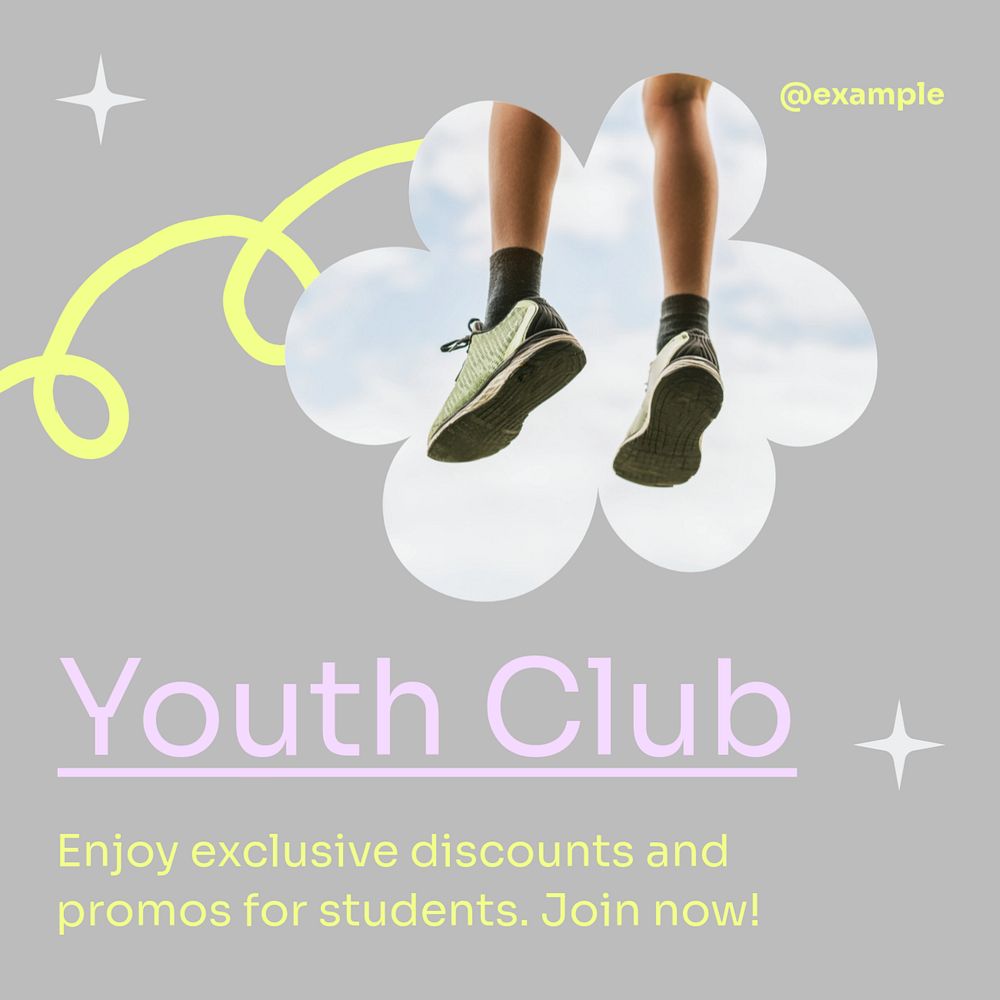 Youth club Instagram post template, editable text