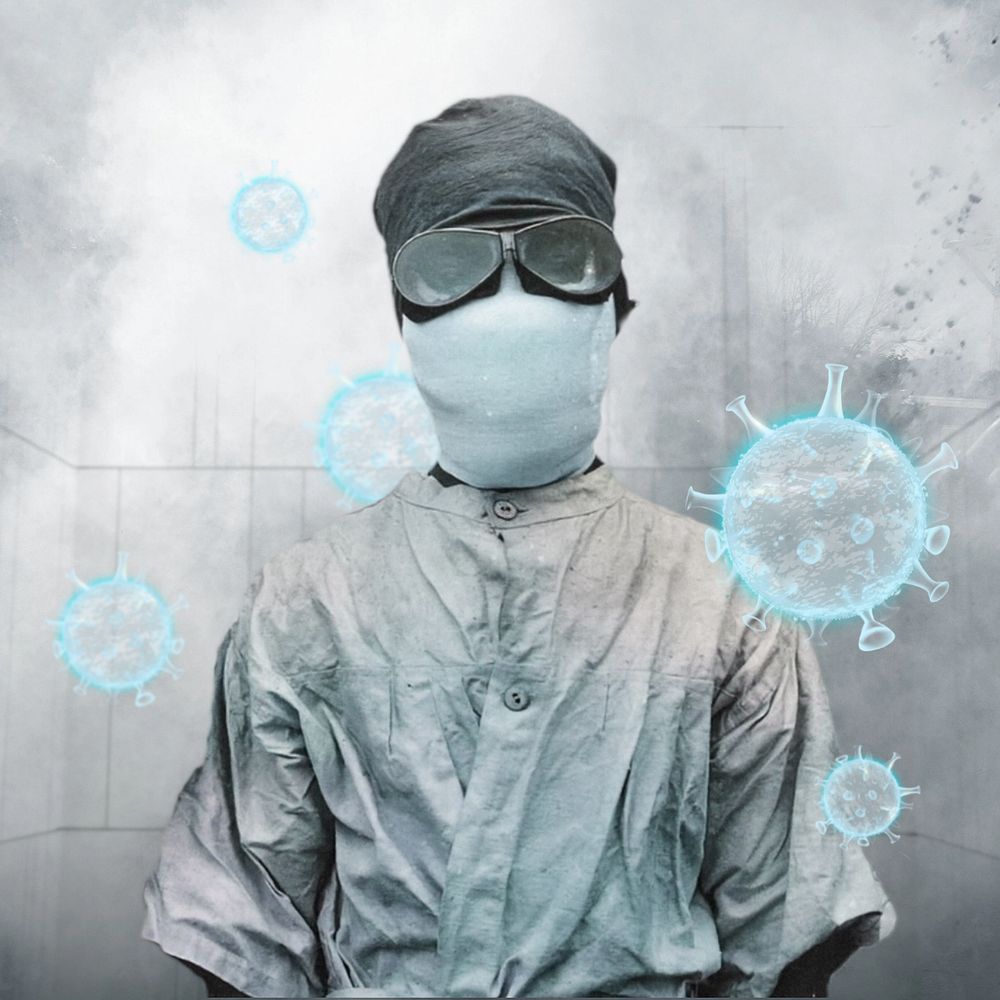 Anti-virus disposable suit, digital remix, editable design