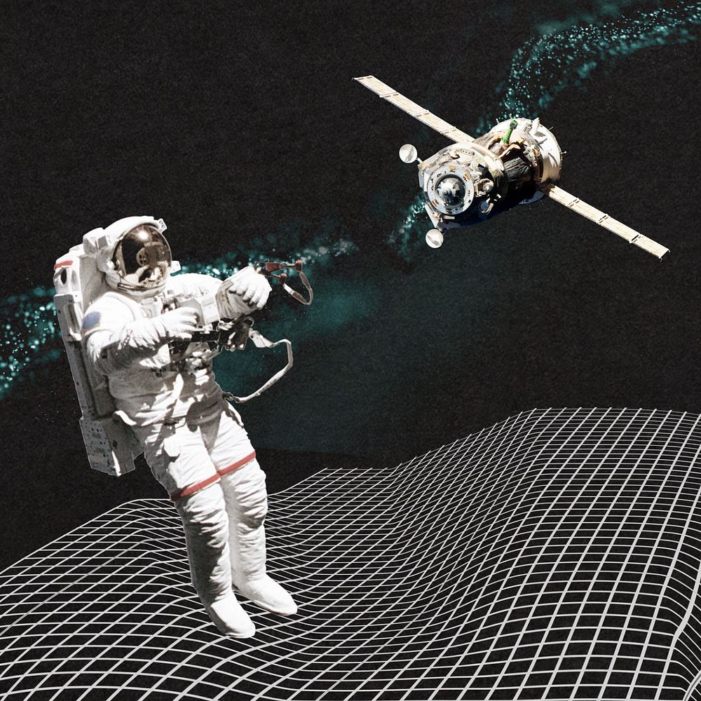 Editable astronaut & wireframe, space technology