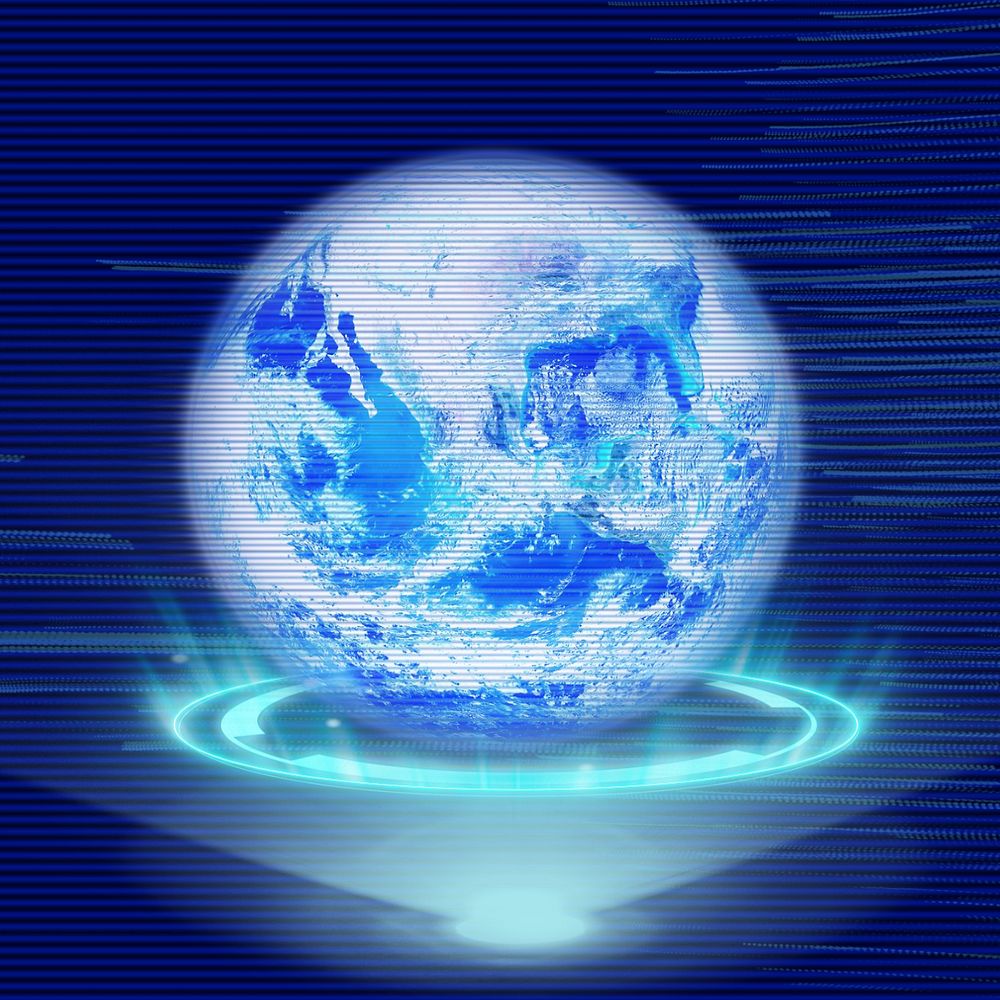 Hologram futuristic earth, digital remix, editable design