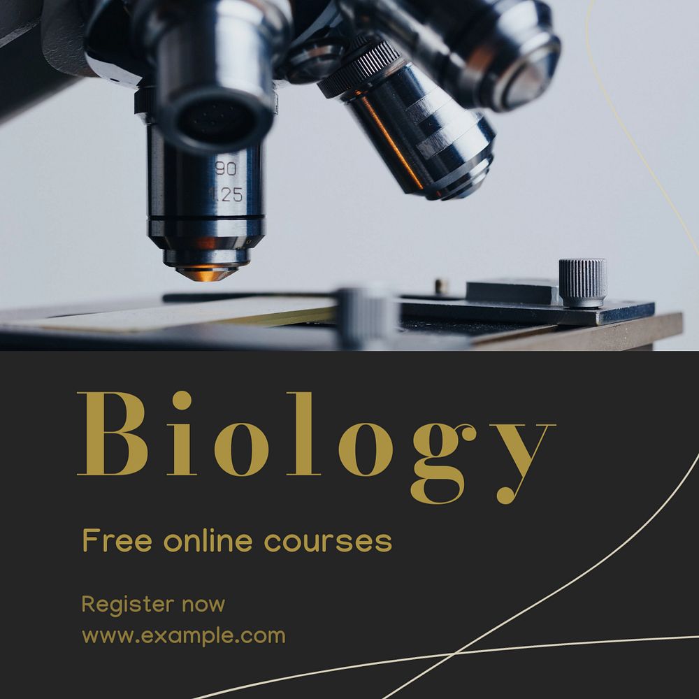 Biology course Instagram post template, editable social media design