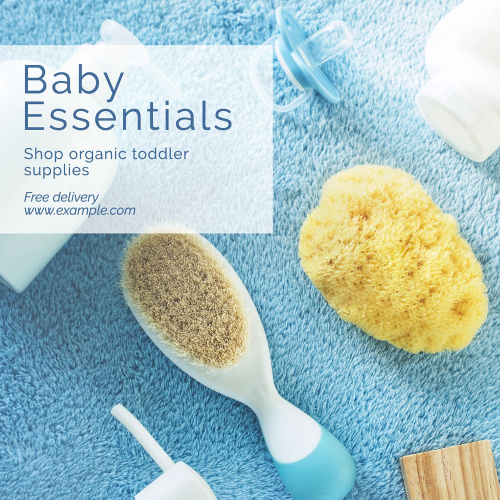 Baby essentials Instagram post template, editable text