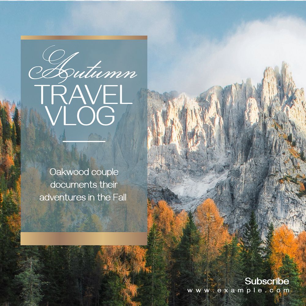 Autumn travel Instagram post template, editable text