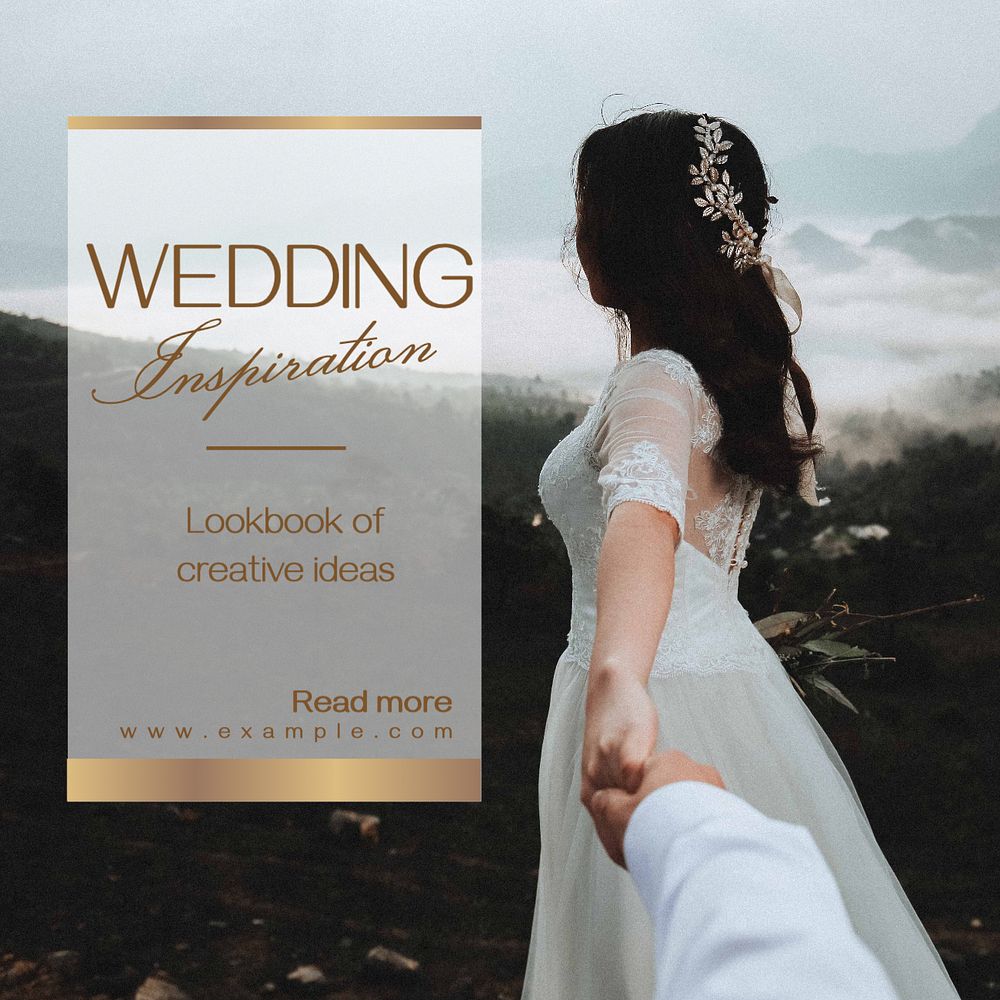 Wedding inspiration Instagram post template, editable text