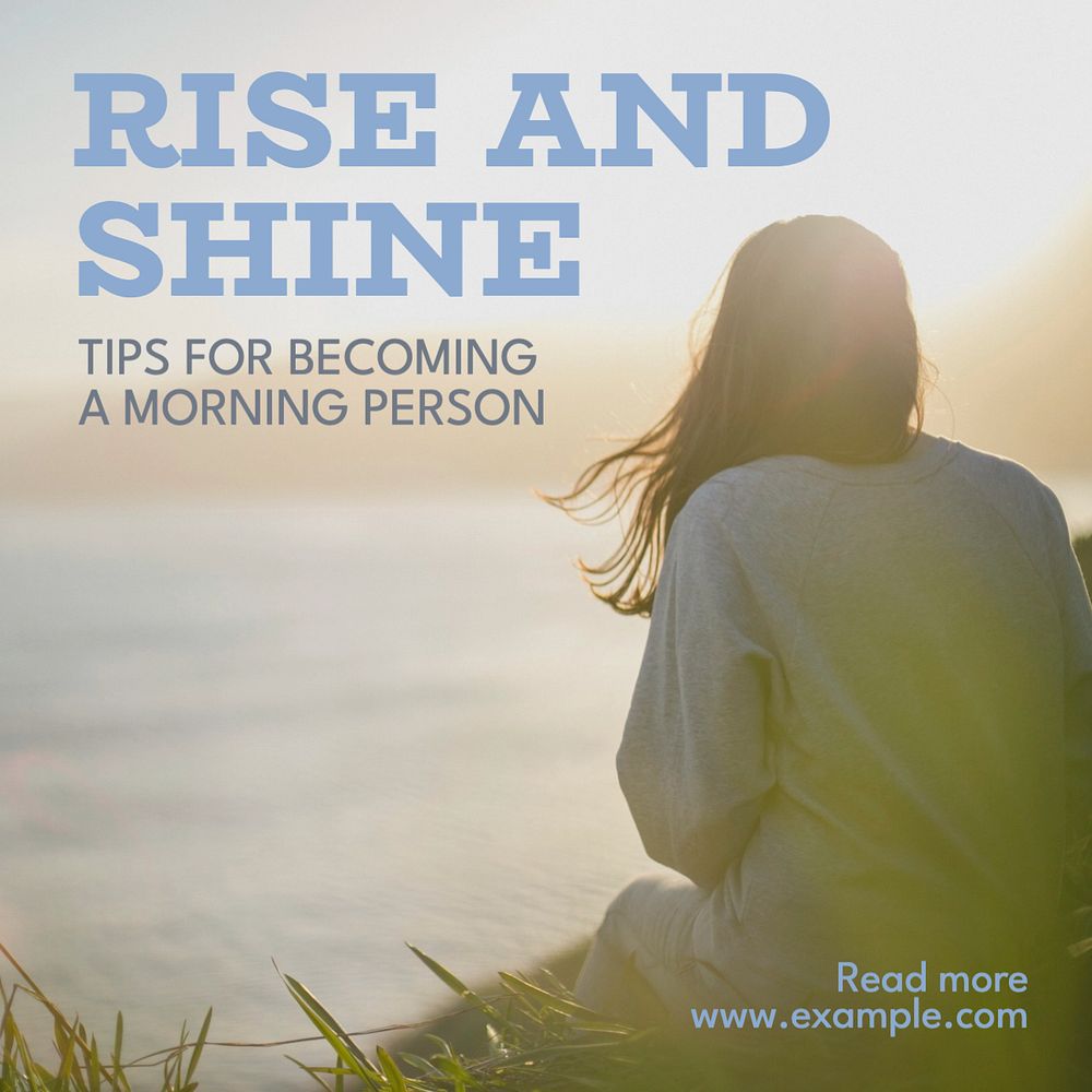 Rise & shine blog Instagram post template, editable text