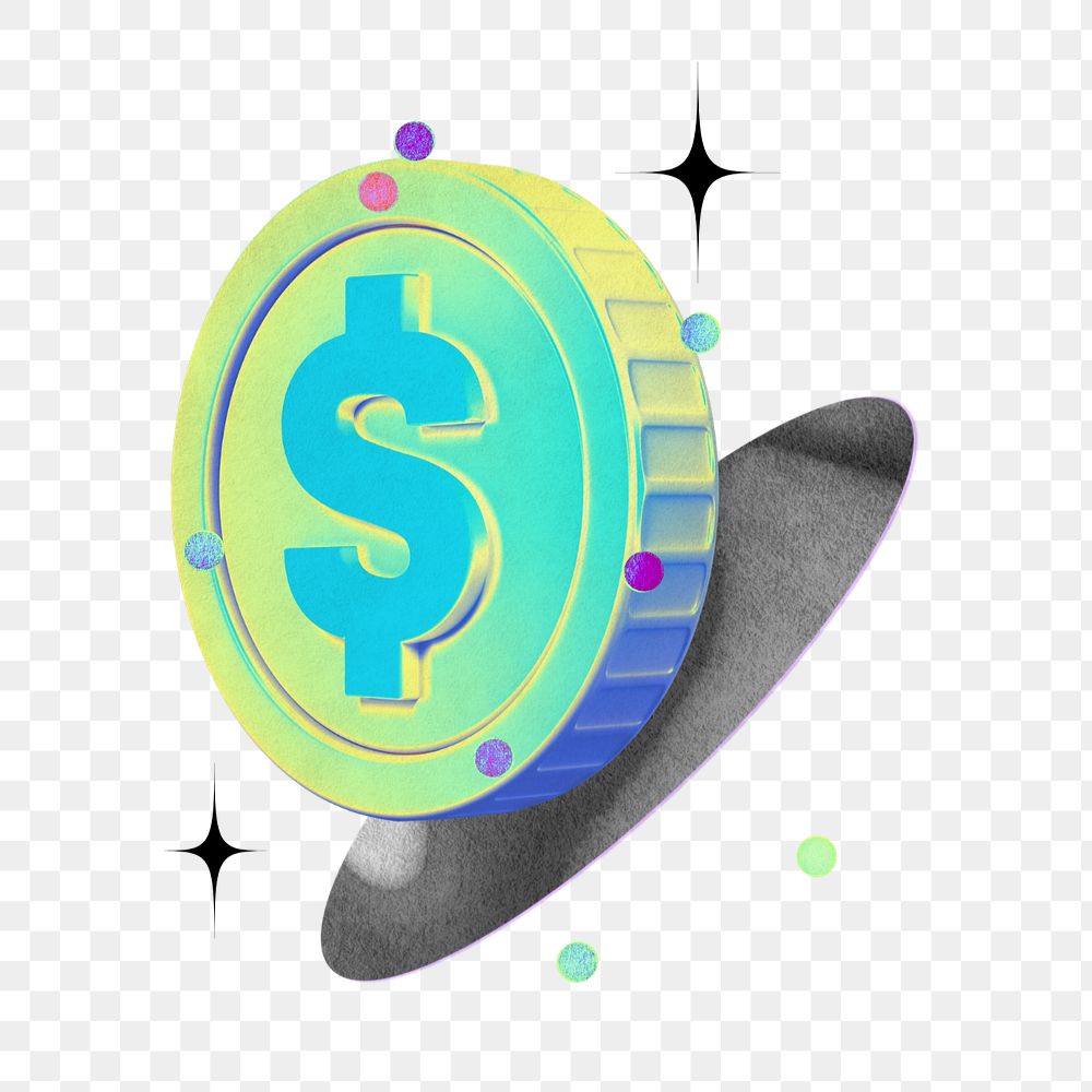 Gradient coin png element, editable finance collage remix