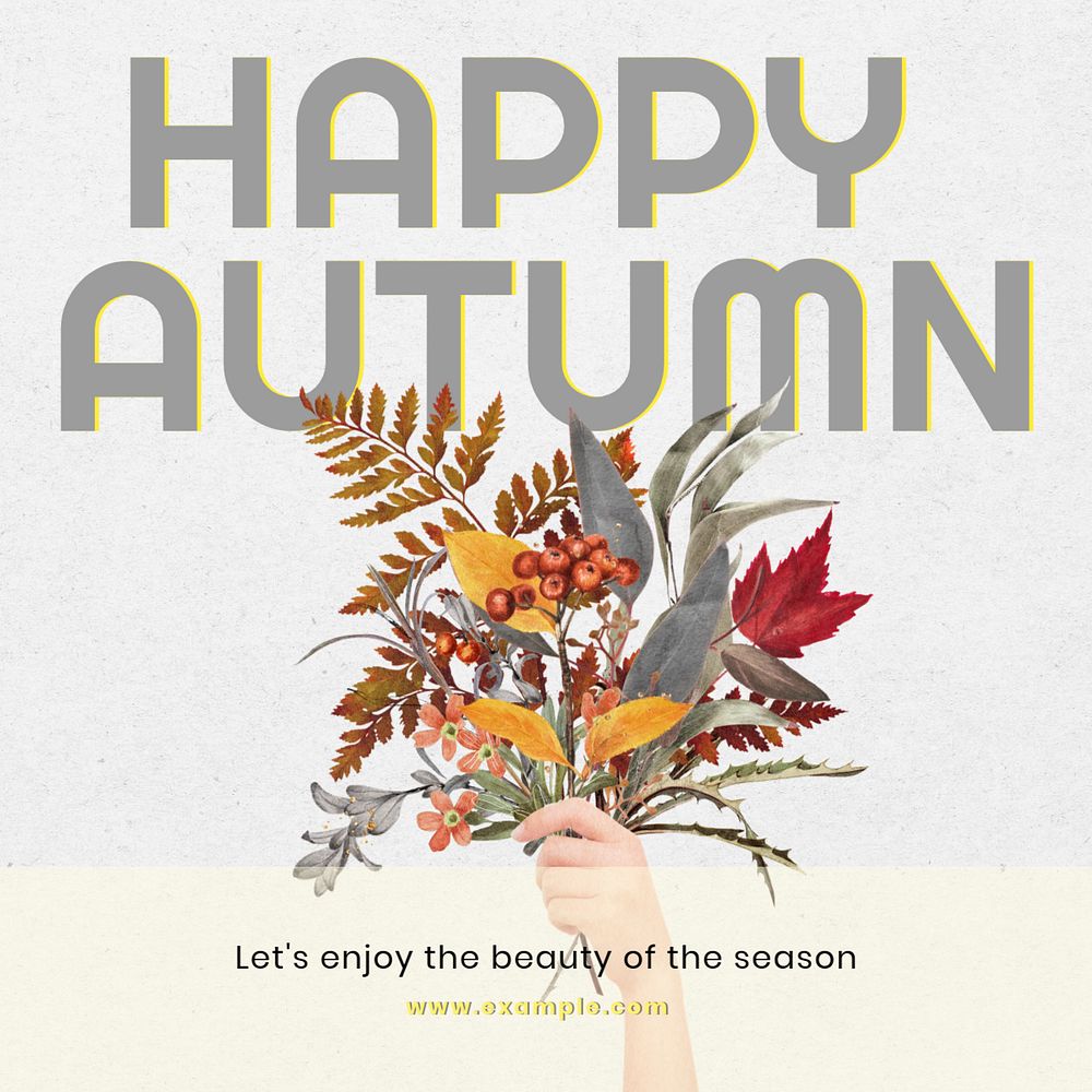 Happy autumn Instagram post template, editable text