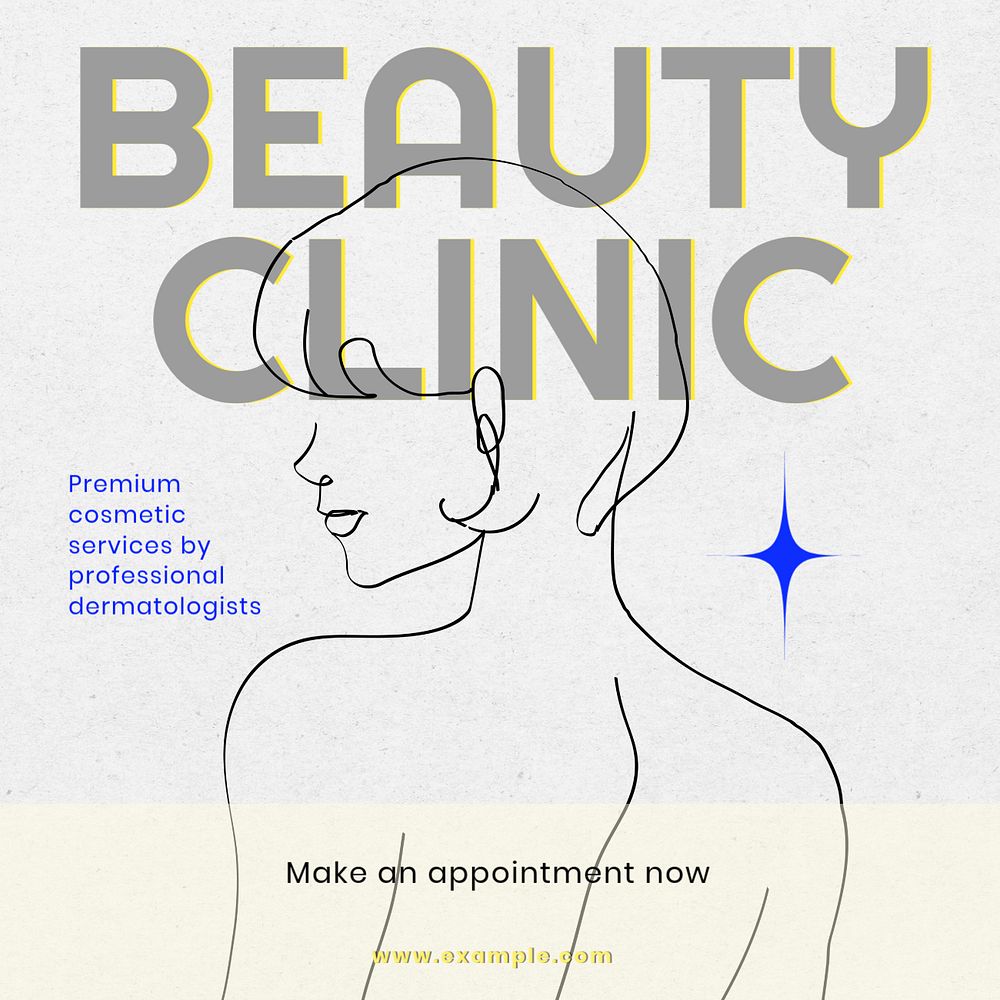 Beauty clinic social post template, editable design for Instagram