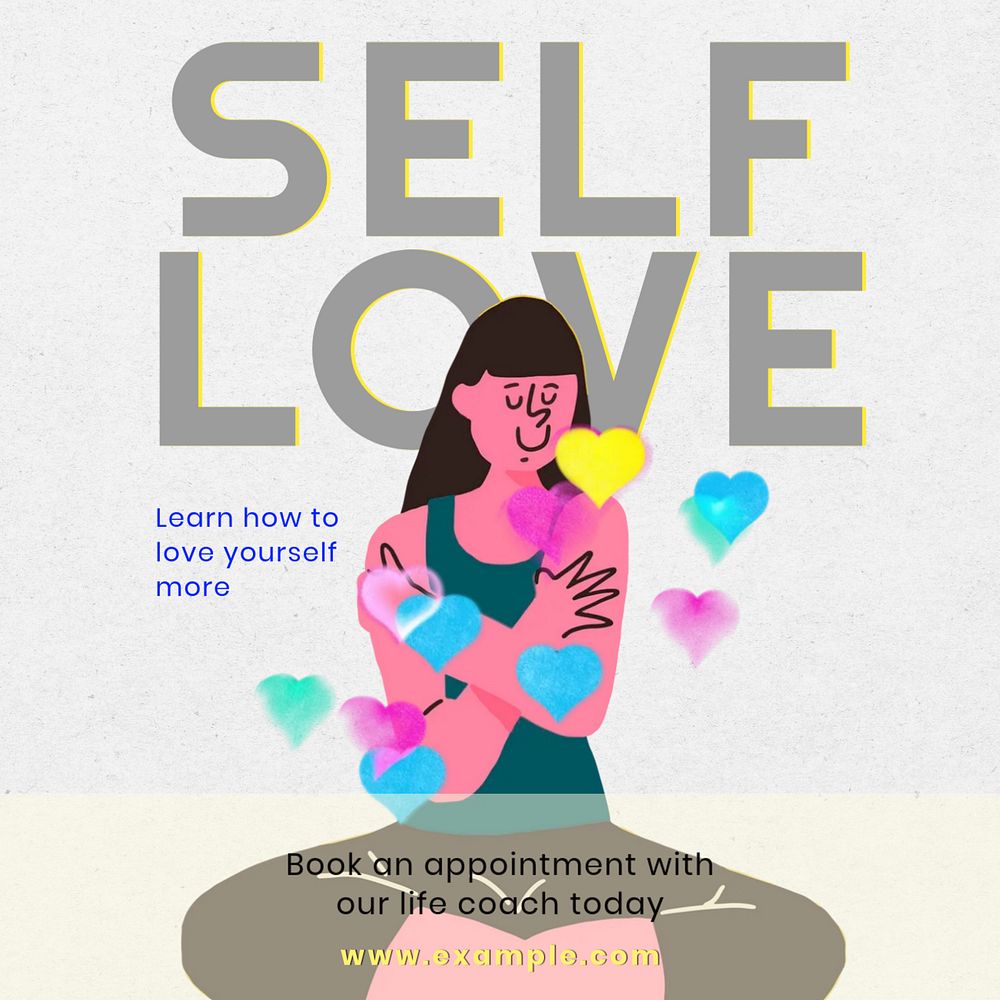 Self-love Instagram post template, editable text