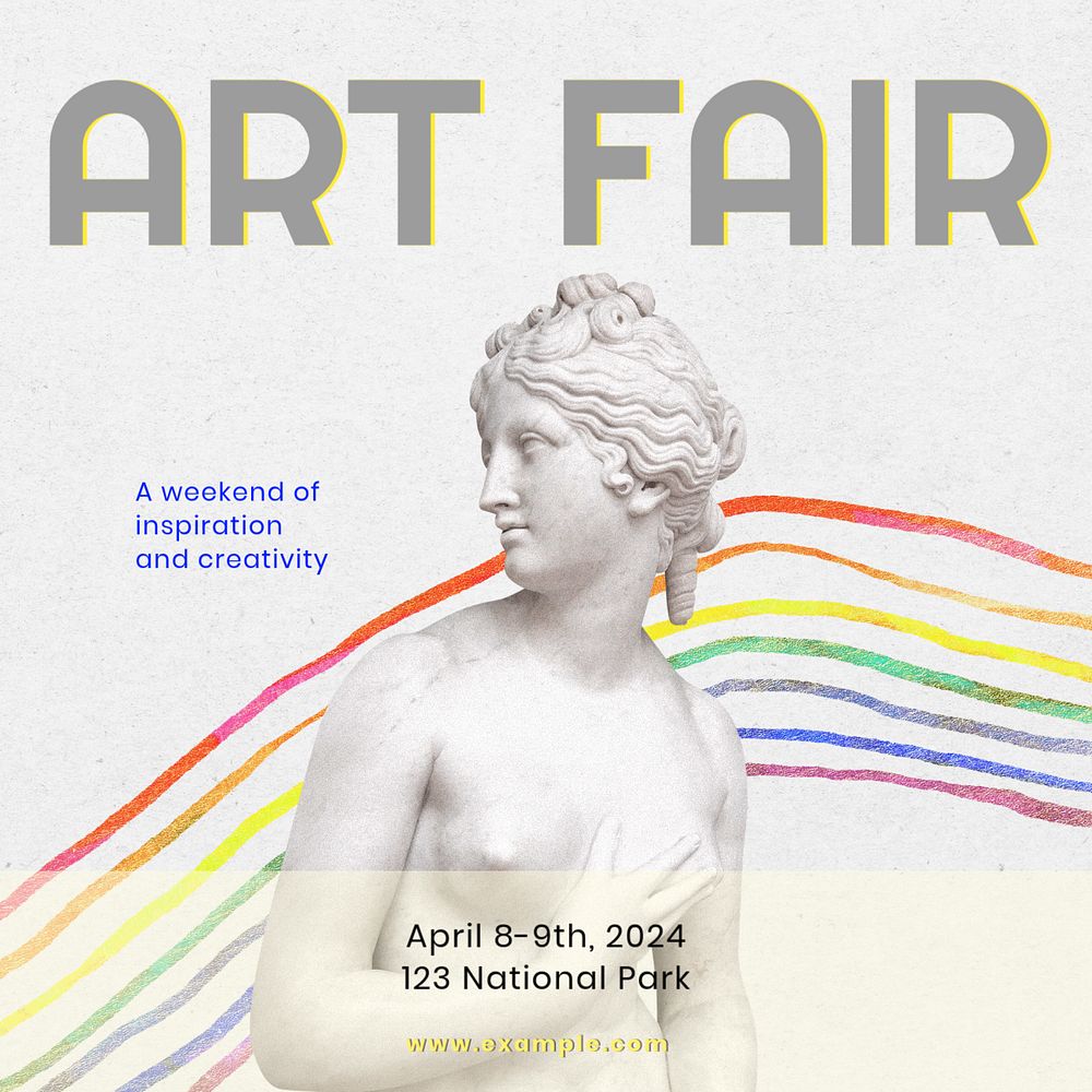 Art fair Facebook post template, editable design