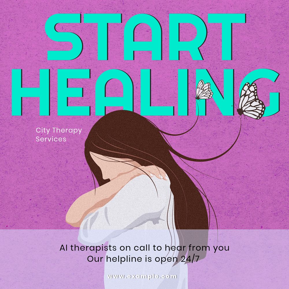 Start healing Facebook post template, editable design