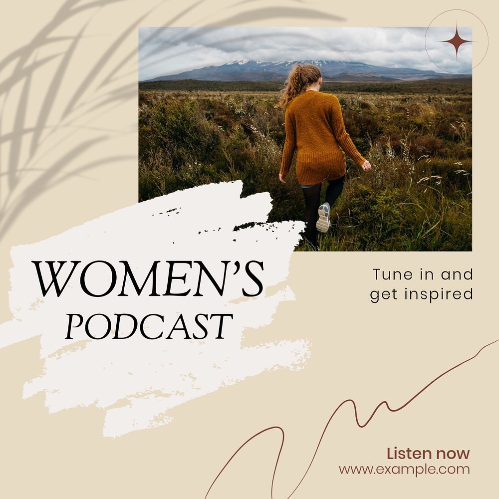 Woman podcast business Instagram post template, editable social media design