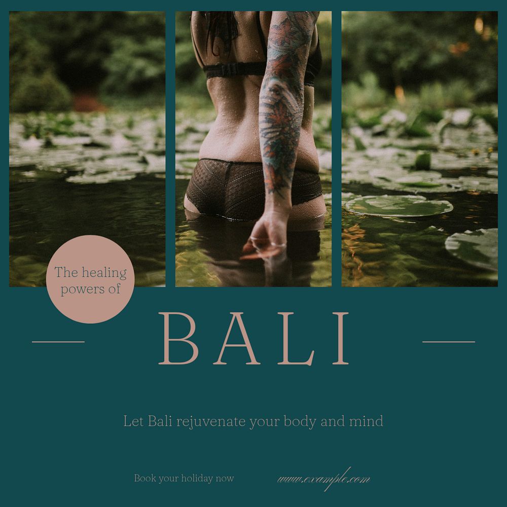 Bali travel Instagram post template, editable social media design