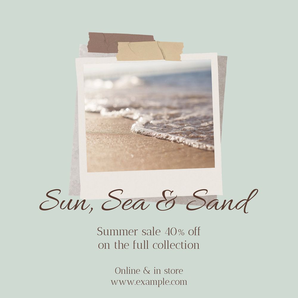 Summer sale Instagram post template, editable social media design