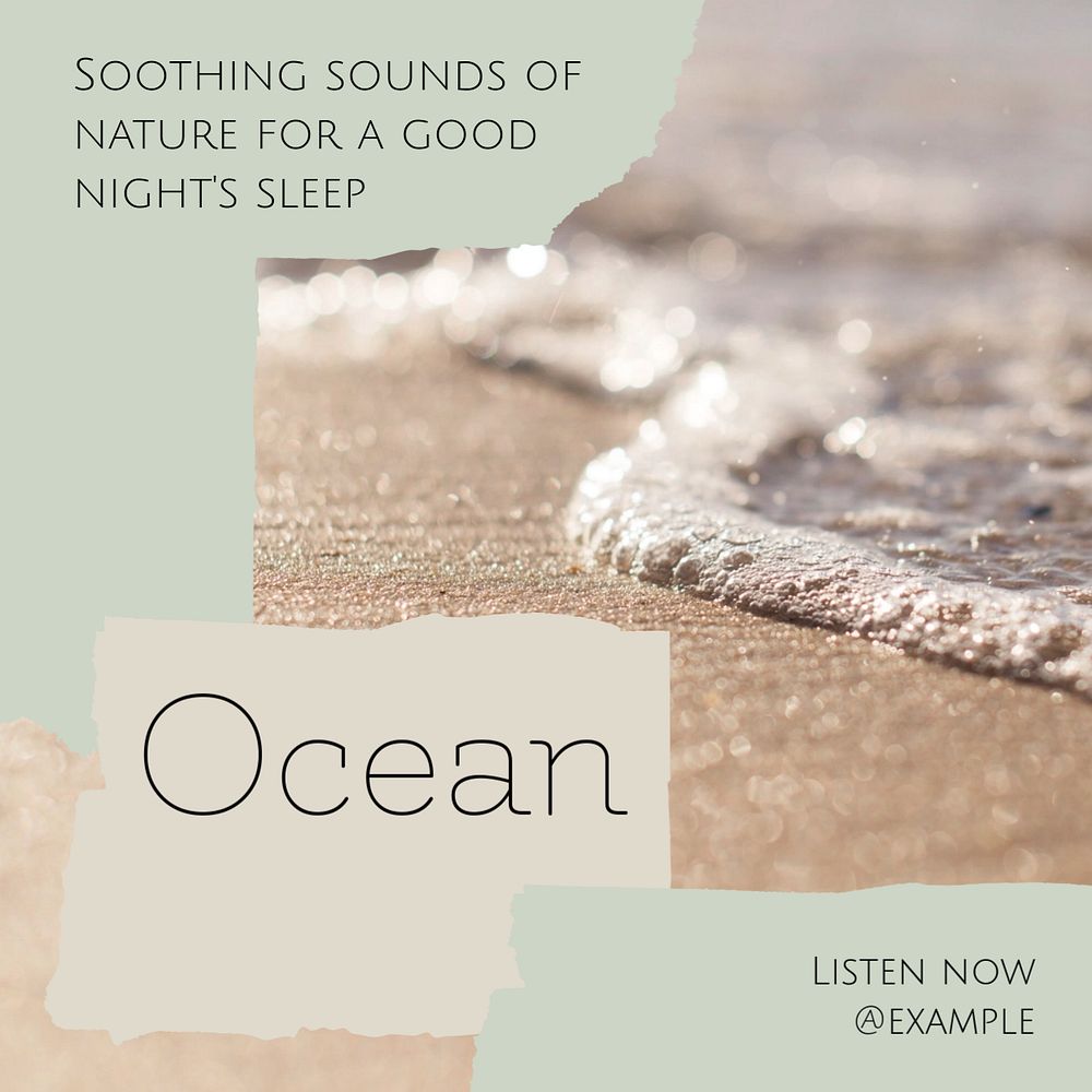 Ocean wave sounds Instagram post template, editable social media design